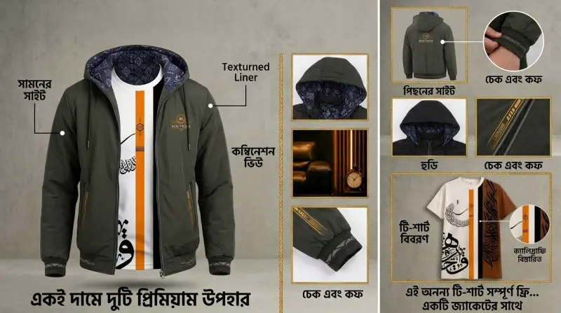জ্যাকেট টি শার্ট কম্বো অলিভ